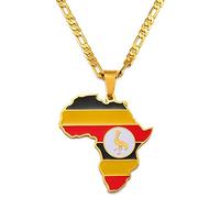 HUWAIYUNDONG Necklaces For Women - Ethnic Hip-Hop Africa Map Pendant Necklace Jewelry,Uganda Congo Area Personalized Necklace, Everyday Pendant, Chain Fashion Unique Accessories,Gold