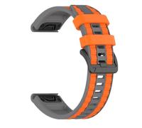 Huwokxix 22mm Silicone Watch Band, Replacement Sports Wristband for Garmin Fenix 8 47mm,Fenix 7/6/5/Epix, Forerunner 965/955/945/935 (Dark Gray/Orange)