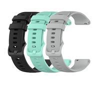 Huwokxix 22mm Watch Strap Compatible with Fossil Gen 5 Carlyle/Gen 5 Julianna/Gen 5 Garrett/Gen 5 Carlyle HR,Sport Strap Silicone Replacement Band (Black+teal+gray)