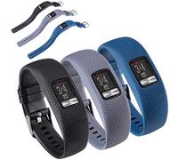 Huwokxix Watch Strap Compatible with Garmin vivofit 4,Adjustable Silicone Sports Strap Replacement Band for Garmin vivofit 4 (Black+gray+dark blue, L)