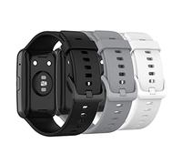 Huwokxix Watch Strap compatible with Huawei Watch Fit,Adjustable Silicone Sports Strap Replacement Band for Watch Fit Smart Watch (Black+grey+white)