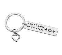 Huwujiu Autism Awareness Keyring I Am His Voice He is My Heart Keyring Autism Mom Gift Autistic Children Teacher Gift Speech Language Pathologist Gift