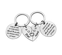 Huwujiu Best Friend Keyring Friendship Keyring Gift Side by Side or Miles Apart Best Friends are Always Close at Heart Keyring Set Best Friend Gift Christmas Birthday Gift for Friends