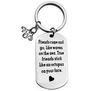 Huwujiu Best Friend Keyring Octopus Keyring True Friends Stick Like an Octopus on Your Face Keyring Best Friend Gift Christmas Birthday Gifts Friendship Gifts for Friends