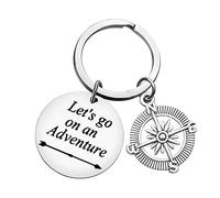 Huwujiu Camper Keychain Keyring Adventure Keychain Gifts for Women Men Camper Trailer Vacation Gifts Outdoor Adventure Traveller Gifts Let's Go On an Adventure