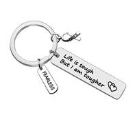 Huwujiu Cancer Awareness Keyring Gift Cancer Survivor Gift Life is Tough But I am Tougher Keyring Cancer Fighter Gift Cancer Awareness Inspirational Gift Recovery Gifts