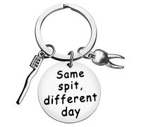 Huwujiu Dentist Gifts for Men Women Funny Same Spit Different Day Keyring Dental Hygienist Gift Dental Student Gift Dental Assistant Gift Dentist Graduation Gifts Dentist Office Orthodontist Gifts