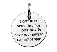 Huwujiu Funny Pet Tag Dog Collar Tag Dog Cat Pet ID Tag Pet Owner Gift I Got Lost Prowling Have Your People Call My People Keyring Puppy ID Tag for Dog Cats Owner