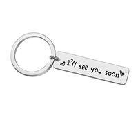 Huwujiu Long Distance Relationship Keyring Boyfriend Girlfriend Gifts I'll See You Soon Keyring Going Away Christmas Birthday Deployment Gifts Valentines Day Gifts for Couple