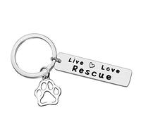 Huwujiu Pet Rescue Gift Live Love Rescue Keyring Dog Lover Keyring Cat Owner Gift Pet Owner Rescue Gift for Rescue Mom Rescue Dad Pet Lover Adoption Gift