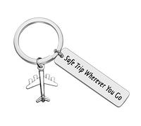 Huwujiu Safe Travels Keyring Safe Travels Gifts Aviation Gift Flight Attendant Flight School Graduation Gifts Pilot Traveler Gifts Travel Keyring for Family Friend Couple Gifts