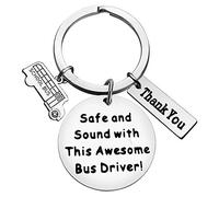 Huwujiu School Bus Driver Keyring Gifts Safe and Sound with This Awesome Bus Driver Keyring School Bus Driver Appreciation Gift Birthday Christmas Gifts Thanksgiving Day Gifts for School Bus Driver