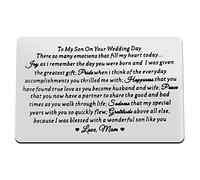 Huwujiu Son Wedding Day Gift from Mum Engraved Wallet Insert Card Gift for Son on His Wedding Day to My Son Gifts Wedding Gifts for Son Wallet Card Gifts Mum to Son Gifts
