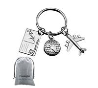 Huwujiu Travel Keyring Globe/Postcard/Airplane Keyring Flight Attendants Gift Pilot Gift Aviation Graduation Gift Holiday Keyring for Couple Friend Family