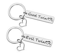 Huwujiu Twins Gifts Twins Keyring Twins Girls Gift Twins Boys Gift Good Twin Evil Twin Matching Keyring Set Twins Gift for Twins Sister Twins Brother