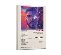 HUWYREWQRH Kid Cudi Album Man On The Moon III The Chosen Tracklist Posters Aesthetic Wall Art Decor Vintage Canvas Decorative Painting Poster for Living Room Bed Room 20x30inch(50x75cm) Frame-style