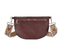 Huwzder Woven Crossbody Leather Bags Bum Sling Purse Chest Shoulder Bag Belt Fanny Waist Pack for Women, Wine Red, 11.8 x 7.9 inches (depth not specified), Guitar Starp Crossbody Bag