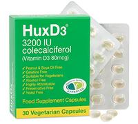 Hux D3 Vitamin 3200iu, Huxley Europe, Vegetarian Capsules, Suitable for Kosher and Halal Diets 30 Count (Pack of 1)
