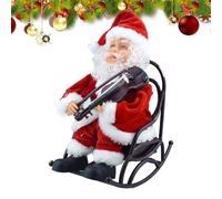 Huxibai Animatronic Santa Claus - Decoration for Christmas Parties in the Home Sitting | Animated Figure of Santa Playing the Violin | for Living Room Apartment Display Seasonal Celebrations
