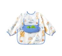 Huxibai Bib with Long Sleeves - Waterproof Bib with Sleeves for Feeding - Reusable for Feeding Children Girls Boys Teething High Chair Painting Outdoor Games, A, 100 cm