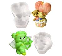 Huxibai Candle Mould | 2 Pieces Romantic Candle Making Mould - 3D Bear Shape in Silicone for Valentine's Day, Weddings, Birthdays, Mother's Day, Couples on Dating and Dating