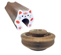 Huxibai Cardboard Cat Scratcher - Mental and Physical Exercise for Kittens | Organic Cat Scratching Toy with Ball, for Play Area, Window Footrest, Balcony, Study, Bedroom