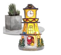 Huxibai Christmas Village, Illuminated Decoration in the Shape of a Clock Tower - Ornament Home for Living Room Bedroom Study Christmas Decorators and Event Organizers