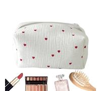 Huxibai Embroidered Makeup Bags for Women | Travel Cosmetic Organizer | Stylish Case & Toiletry Bag for Women and Youth, Red Love, Consulte la descripción, See description