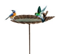 Huxibai Garden Bird Bath, Standing Drinker with Metal Garden Pole | Leaf Shape Decoration for Watching Birds, Hummingbirds and Bees