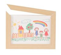 Huxibai Kids Art Display Frame,Changeable Artwork Display Storage Frame | Large Capacity Craft Storage Organizer Open Front Box Holds 50 Sheets For Playroom Nursery Classroom