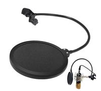 Huxibai Pop Filter for Microphone, Studio Wind Protector - Double Layer Wind Screen with Flexible Neck for Bending and Singing