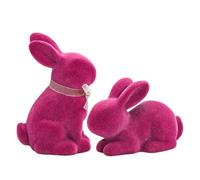 Huxibai Rabbit Statue | 2 Pieces Adorable Plush Animal Figure | Resin Bunny Decoration for Adoration and Collection, for Easter Decoration at Home Table Shelf Tiered Tray and