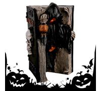 Huxibai Skeleton Figure Reading a Book,Scary Resin Figurine That In The Dark - Collectible Figures for Birthday Apartment Bedroom Adults