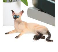 Huxibai Small Cat Figurine - Animal Figures for Desk,Small Kitten Model Ornament, Decorative Animal Sculpture for Display in Collector's Display Case