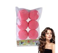 Huxibai Sponge Hair Curlers, Sponge Curlers for Hair | Heatless Hair Roller Overnight - Sleeped Curling Sponge Tool for Women Girls, Set of 6 Portable Soft Overnight Bats
