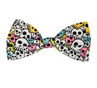 Huxley & Kent Pet Bow Tie for Dogs & Cats - Halloween Adjustable Hook & Loop Collar Accessory - Cute & Comfortable for Holidays & Celebrations - Cotton Candy Skulls, Sm/Md