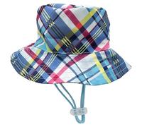Huxley & Kent Pet Hat - Fun Hat for Dogs & Cats - Cute, Comfortable and Fun - SnugFit Strings for Best Fit - Bucket Hat Blue Madras, Medium