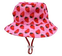 Huxley & Kent Pet Hat - Fun Hat for Dogs & Cats - Cute, Comfortable and Fun - SnugFit Strings for Best Fit - Bucket Hat Strawberries, Medium