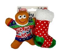 Huxley & Kent Tiny Tuff | Ugly Sweater Party | Christmas Holiday Extra Tough Dog Toy for Small Dogs | 2-Pack Funny Dog Toy | Features Squeaker, Crinkle | Machine Washable