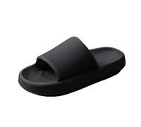HUXMEYSON Slides for Women, Quick Dry Slides for Men, Arch Support Shower Shoes with Cushioned Sole, Black, 6-7 Women/4-5 Men