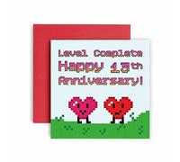 Huxters 13th Anniversary - Level Complete Love! Funny Cards for Him & Her - 13th Wedding Anniversary Envelope