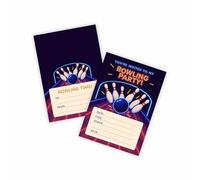 Huxters 14 pcs Bowling Birthday Kids' Party Invitations for Boys Girls Unisex Sport 10 pin Bowlings Theme Party-Invites Childrens Supplies Double-Sided (TPB)