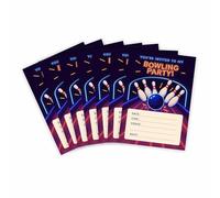 Huxters 14 pcs Bowling Birthday Kids' Party Invitations for Boys Girls Unisex Sport 10 pin Powlings Theme Party-Invites Childrens Supplies Double-Sided (TPB)