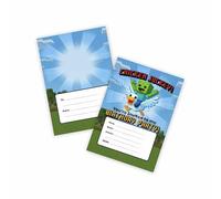Huxters 14 pcs Chicken Jockey Game Theme Party Invites Block Video Gaming Birthday Kids' Party Invitations for Boys Childrens Supplies Block-Themed Survival Mode (Chicken Jockey)