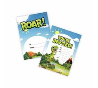 Huxters 14 pcs Dinosaur Birthday Kids' Party Invitations for Boys T Rex Theme Party-Invites Childrens Parties Supplies Double-Sided (Dinosaur)