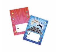 Huxters 14 pcs Video Gaming Birthday Kids' Party Invitations for Boys Game Theme Party-Invites Childrens Parties Supplies Double-Sided (PS Gamer)