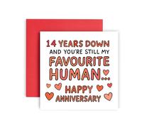 Huxters 14th Anniversary Card for Husband or Wife - 14 years of happiness Still my Favourite Human Weddings Anniversaries Love - 14.8cm (14 years)