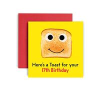 Huxters 17th Birthday Card - Funny Birthday Cards for Women and Men - Here’s a Toast Happy Birthday Card - Paper Birthday Card for Him and Her - Carbon Neutral Toast Birthday Card and Envelope (17th)