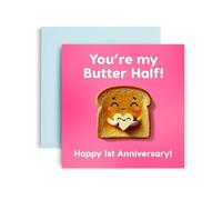 Huxters 1st Anniversary Card for Husband or Wife - 1 year of happiness in Love with My Butter Half - 14.8cm (1 year)