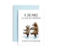 Huxters 2nd Anniversary Card for Husband or Wife 2 years of Love Laughter and Us - Bears Wedding Anniversary Love - 14.8cm (2 years)